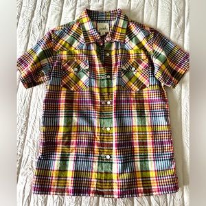 🍎 Peek short sleeve, snap button down- Boys XL